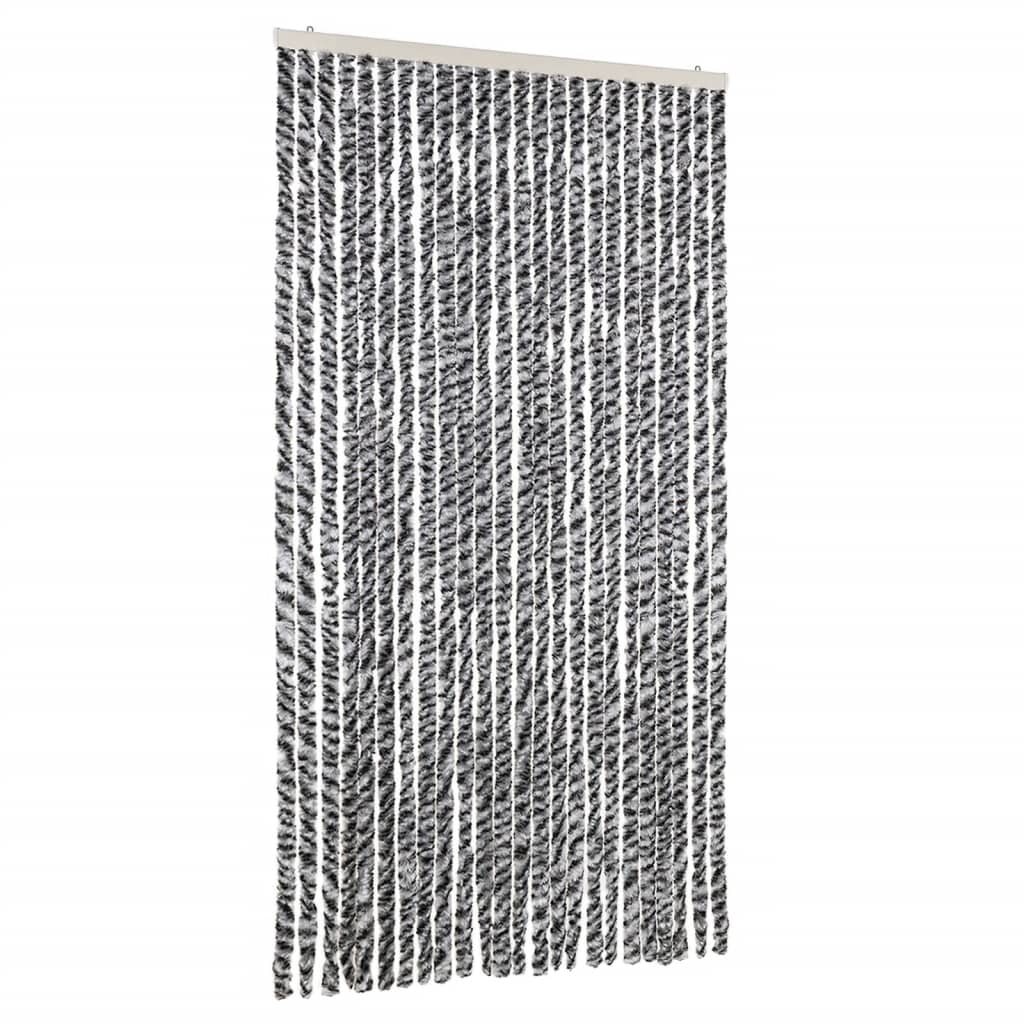 Vliegengordijn 100x200 cm chenille grijs en zwart-wit