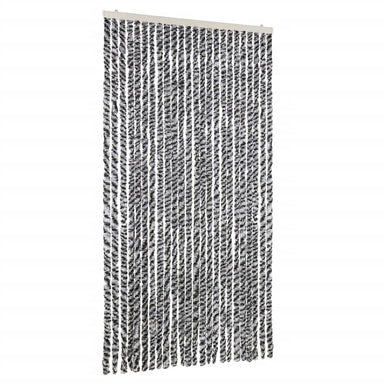 Vliegengordijn 100x200 cm chenille grijs en zwart-wit