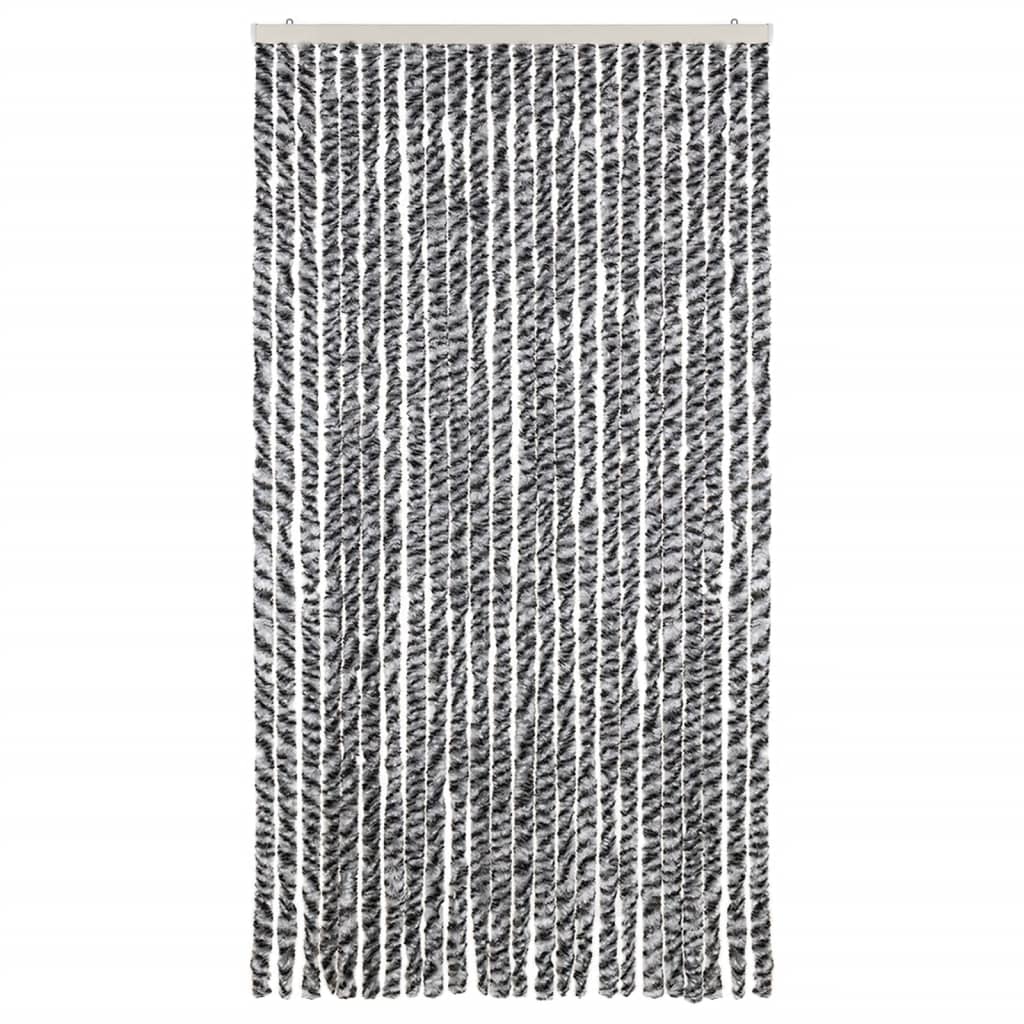Vliegengordijn 100x200 cm chenille grijs en zwart-wit