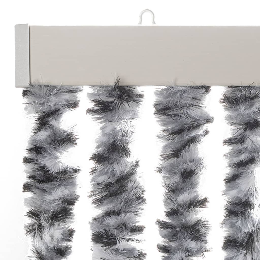 Vliegengordijn 100x200 cm chenille grijs en zwart-wit