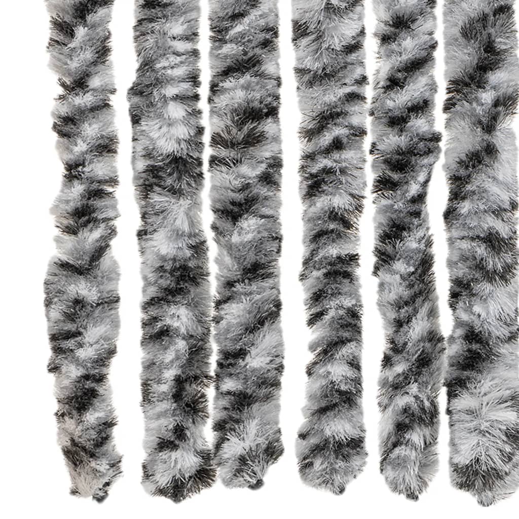 Vliegengordijn 100x200 cm chenille grijs en zwart-wit