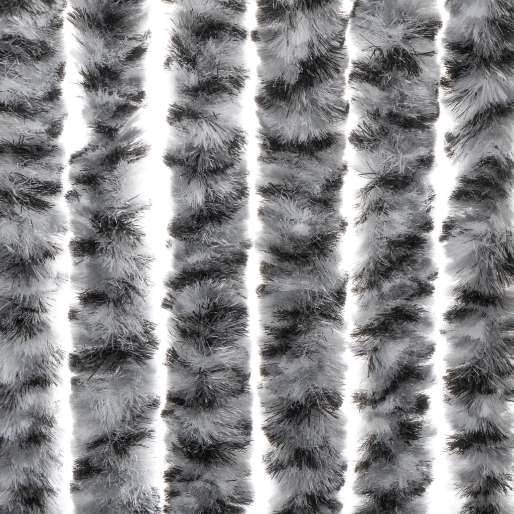 Vliegengordijn 100x200 cm chenille grijs en zwart-wit