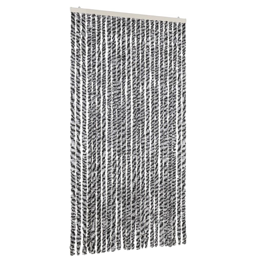 Vliegengordijn 100x220 cm chenille grijs en zwart-wit