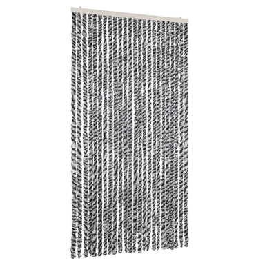 Vliegengordijn 100x220 cm chenille grijs en zwart-wit