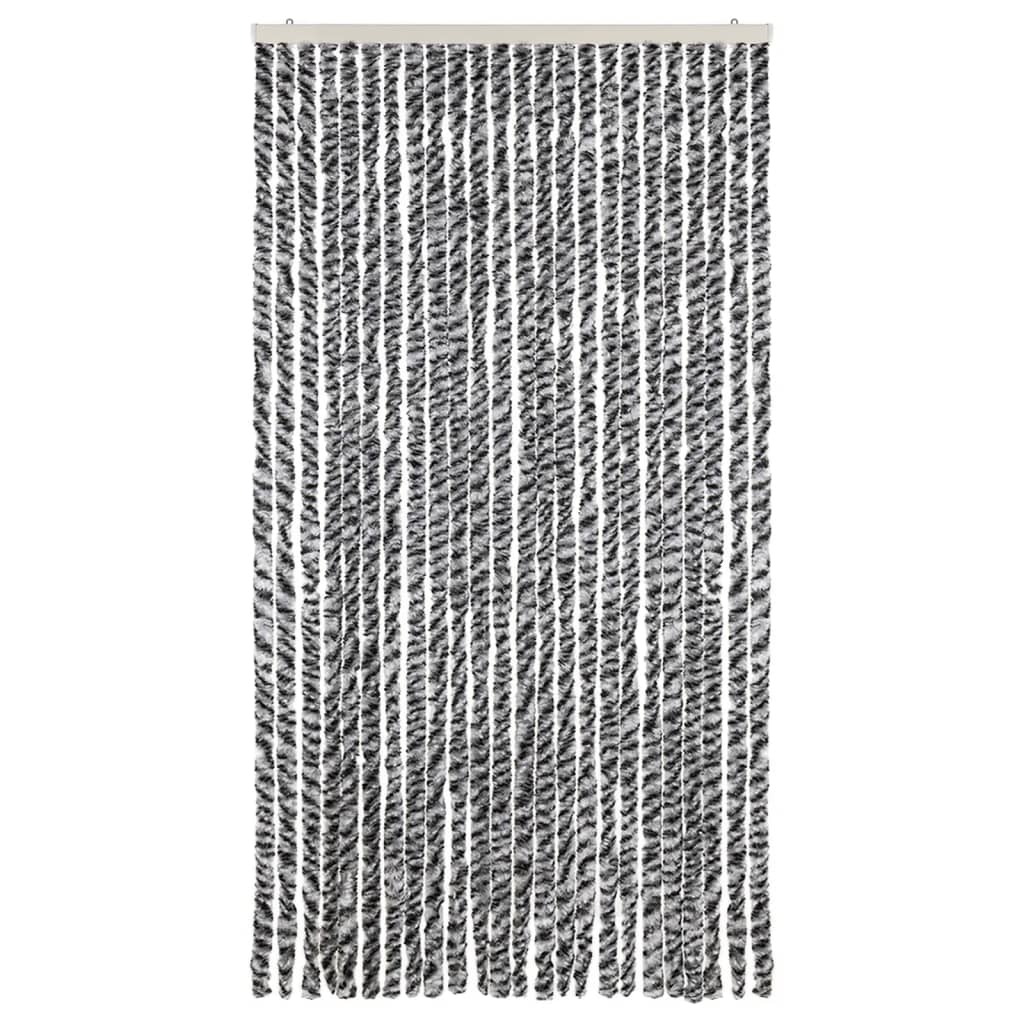 Vliegengordijn 100x220 cm chenille grijs en zwart-wit