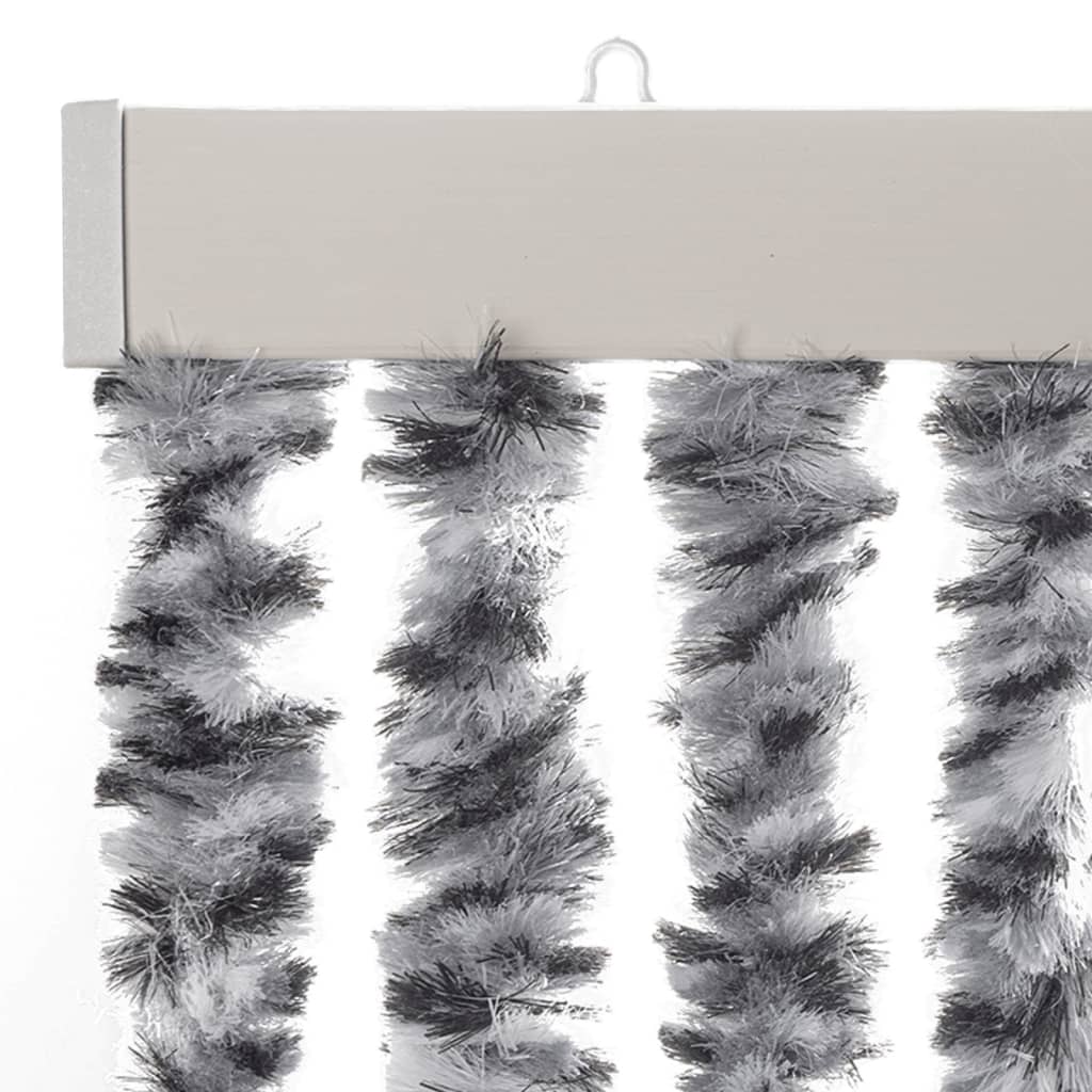 Vliegengordijn 100x220 cm chenille grijs en zwart-wit