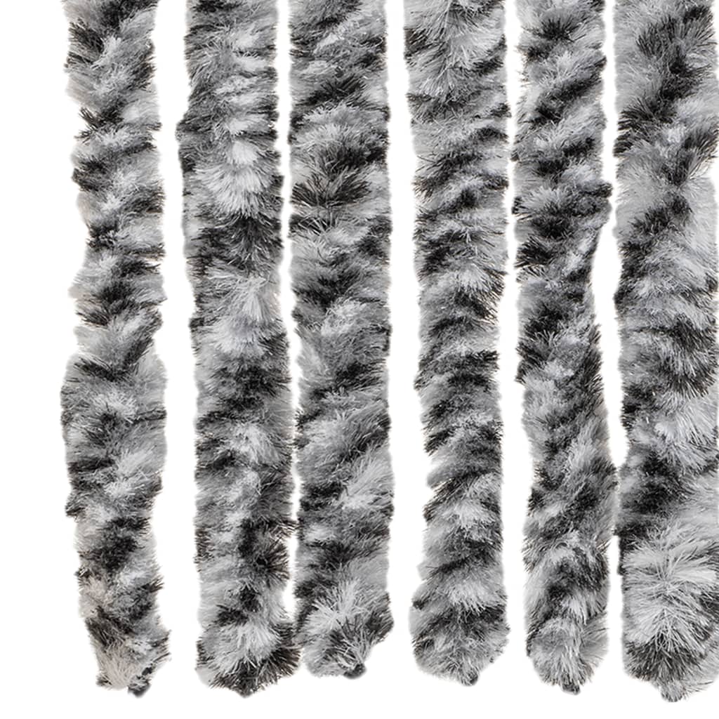 Vliegengordijn 100x220 cm chenille grijs en zwart-wit