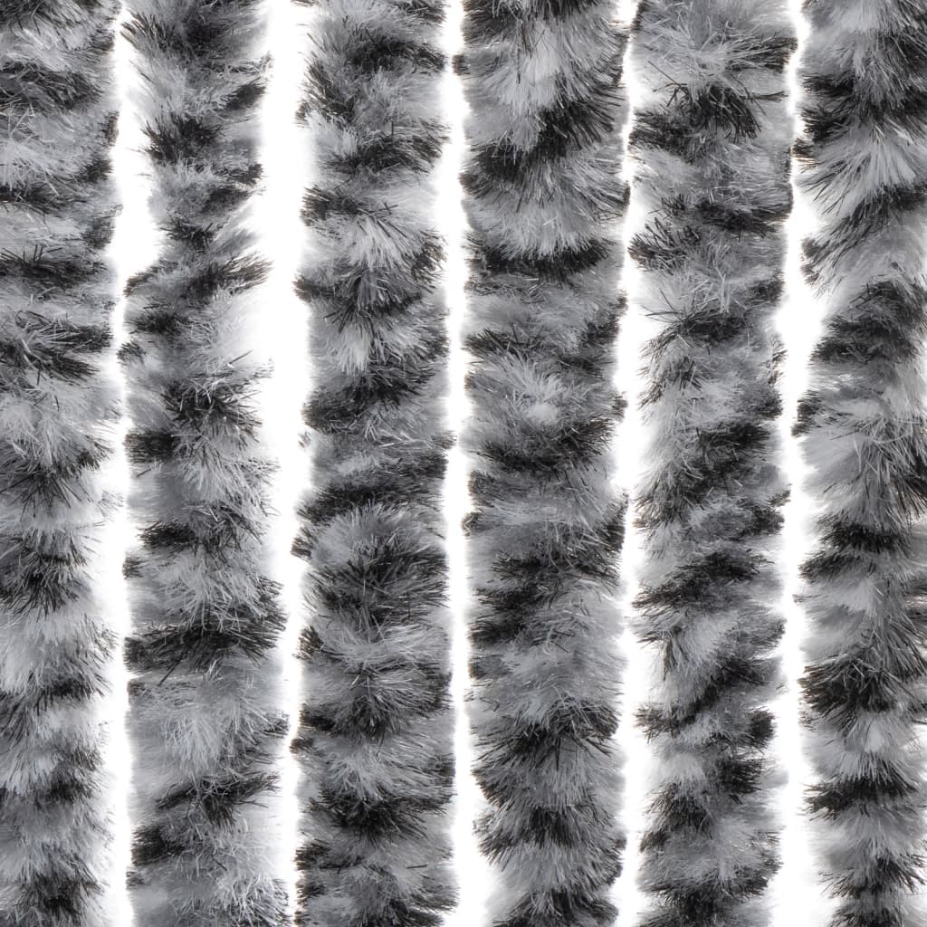 Vliegengordijn 100x220 cm chenille grijs en zwart-wit