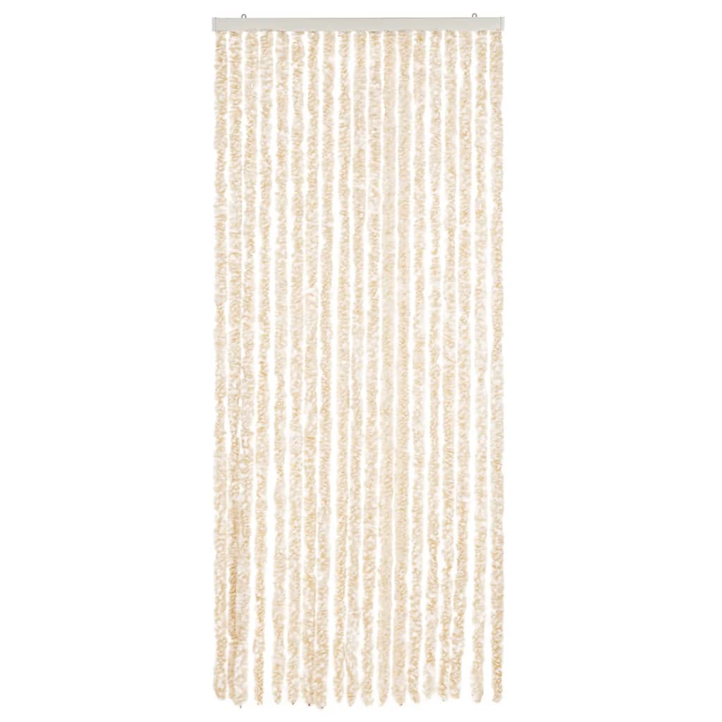 Vliegengordijn 56x200 cm chenille beige en wit
