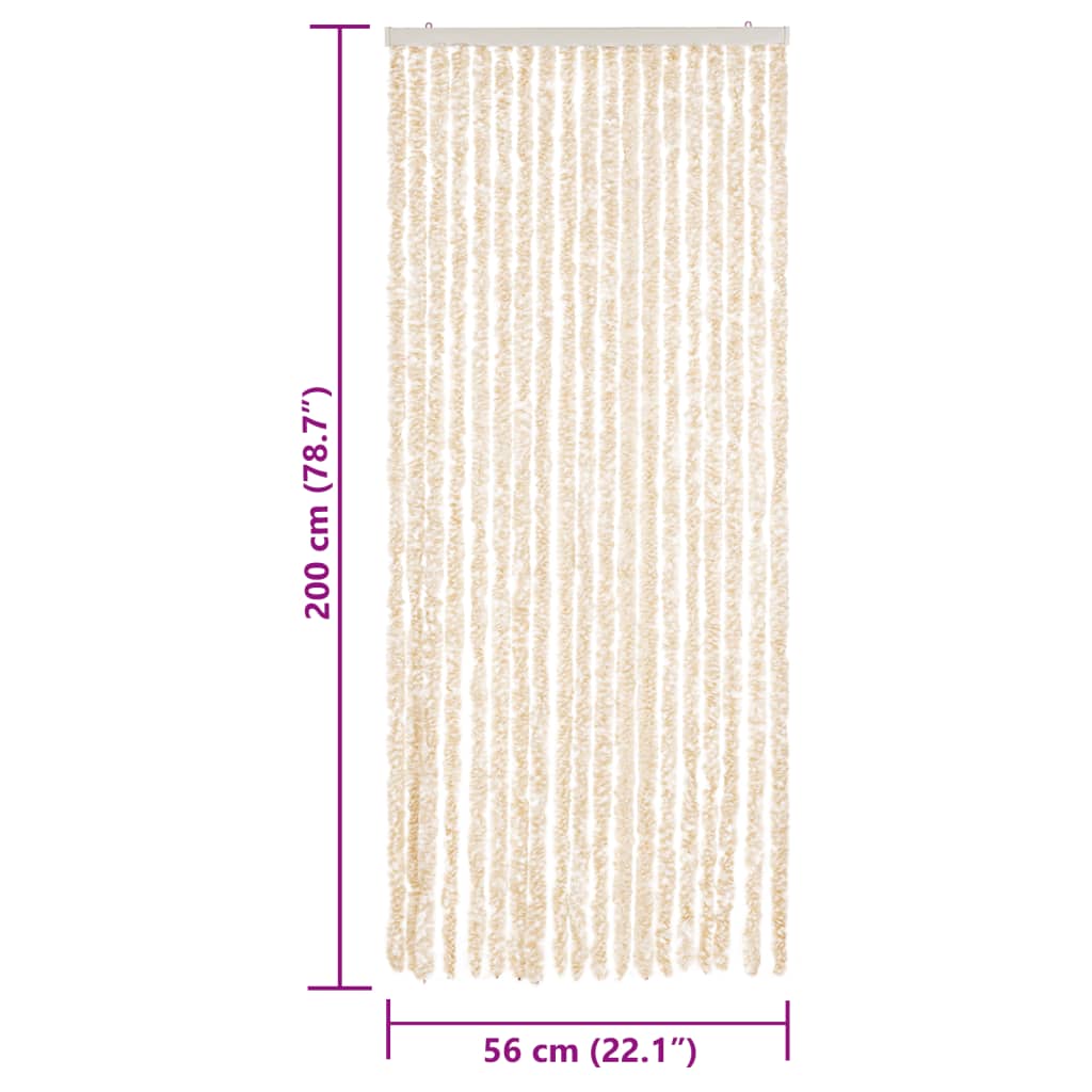 Vliegengordijn 56x200 cm chenille beige en wit