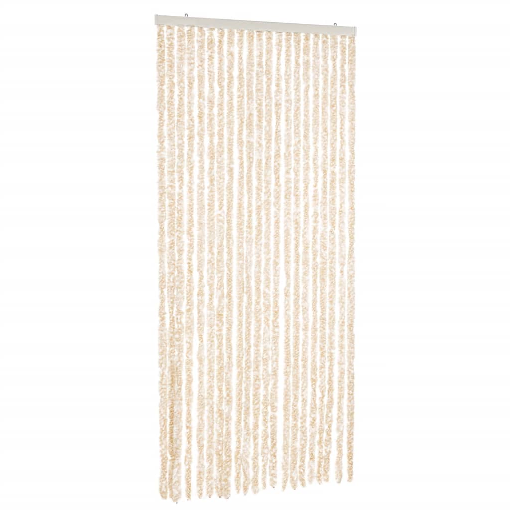 Vliegengordijn 90x200 cm chenille beige en wit