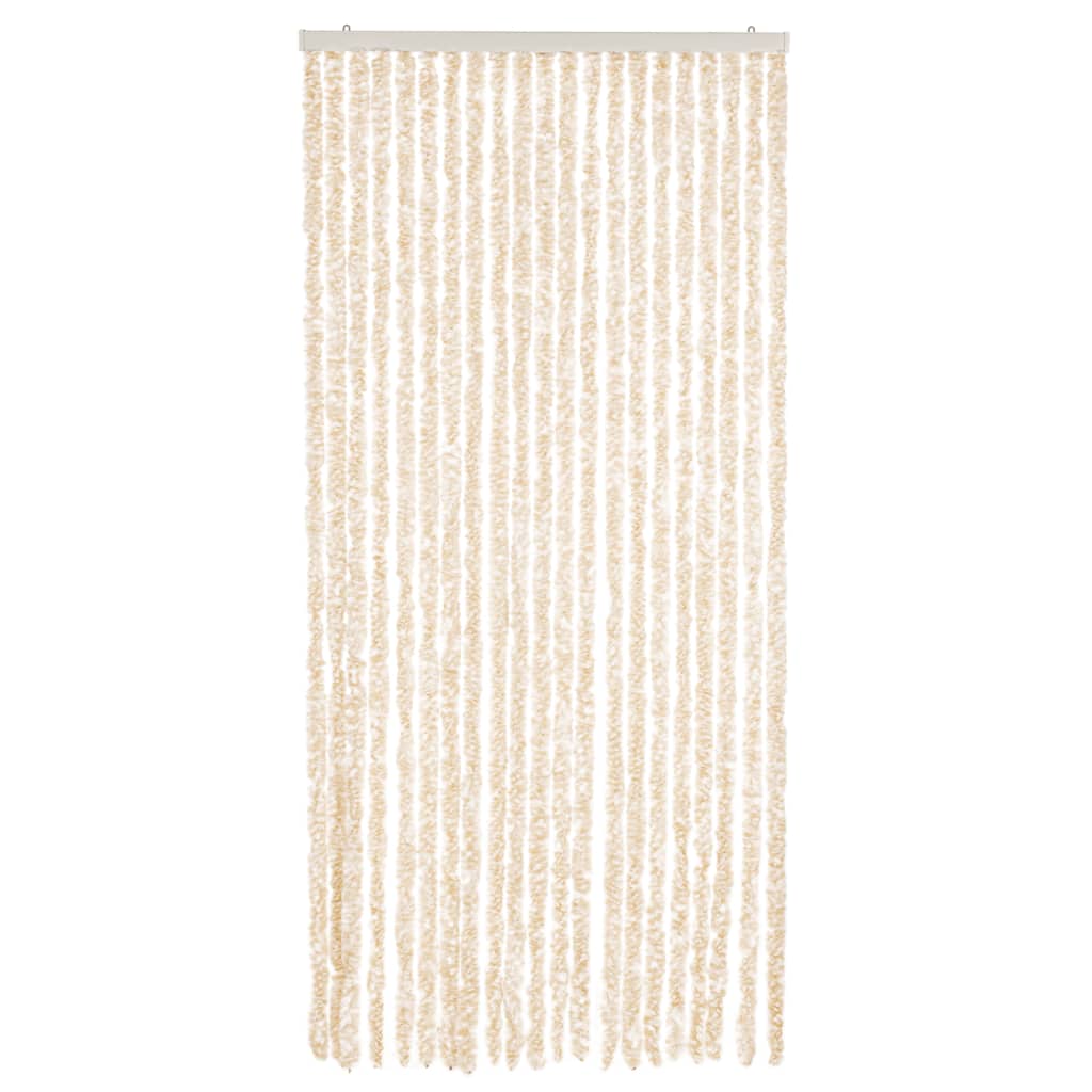 Vliegengordijn 90x200 cm chenille beige en wit
