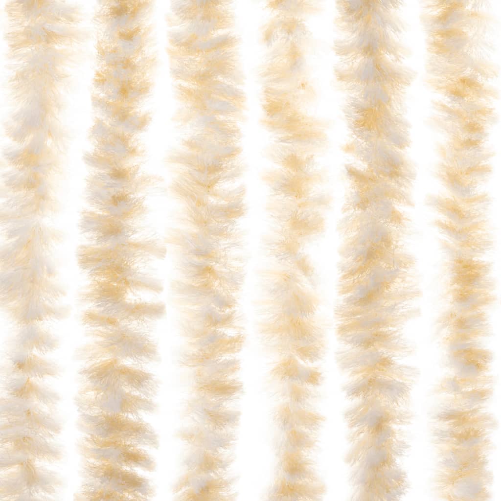 Vliegengordijn 90x200 cm chenille beige en wit