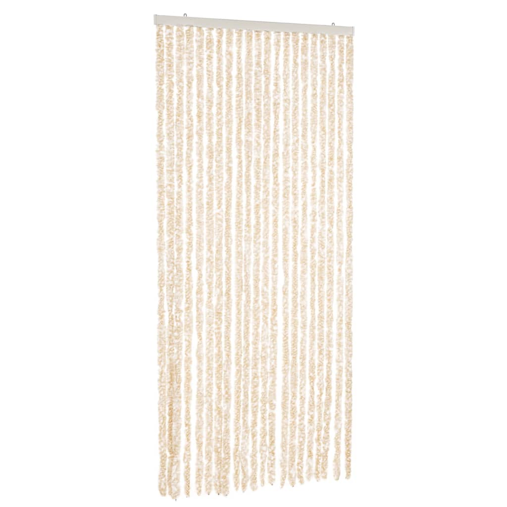 Vliegengordijn 90x220 cm chenille beige en wit