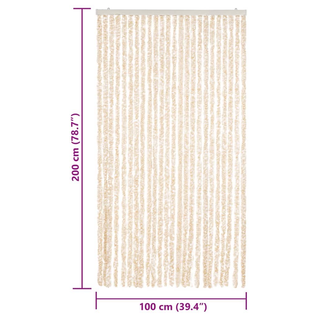 Vliegengordijn 100x200 cm chenille beige en wit