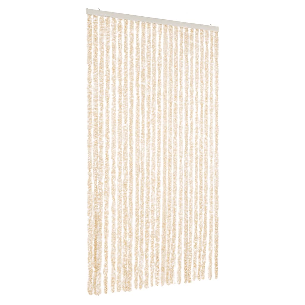 Vliegengordijn 100x230 cm chenille beige en wit