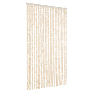 Vliegengordijn 100x230 cm chenille beige en wit