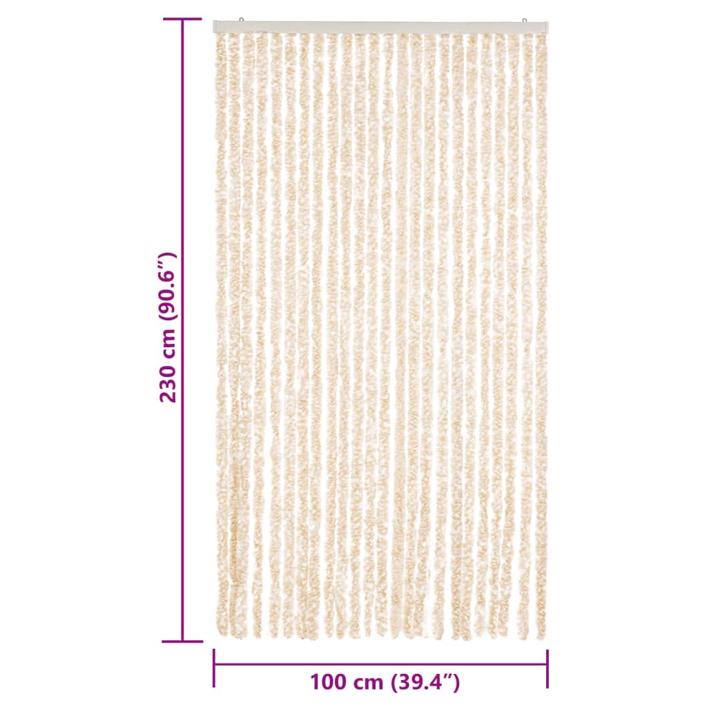 Vliegengordijn 100x230 cm chenille beige en wit