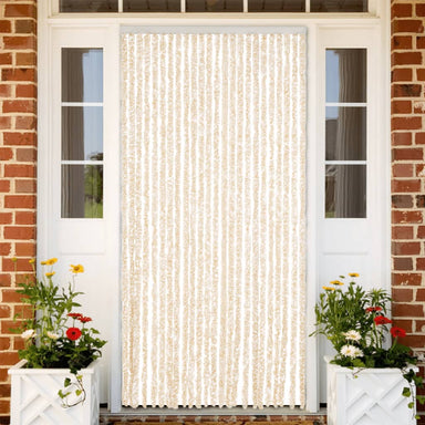Vliegengordijn 100x230 cm chenille beige en wit