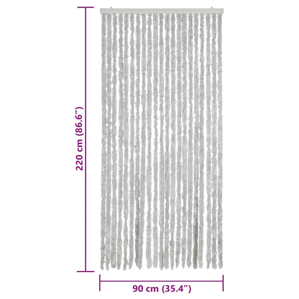 Vliegengordijn 90x220 cm chenille grijs