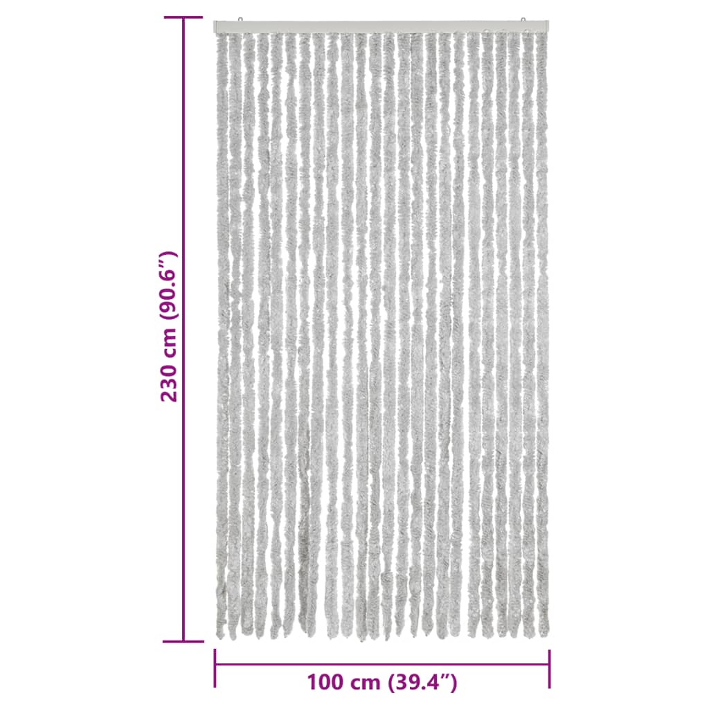 Vliegengordijn 100x230 cm chenille grijs