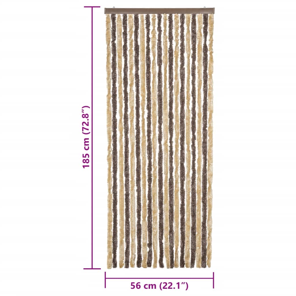 Vliegengordijn 56x185 cm chenille donkerbruin en beige