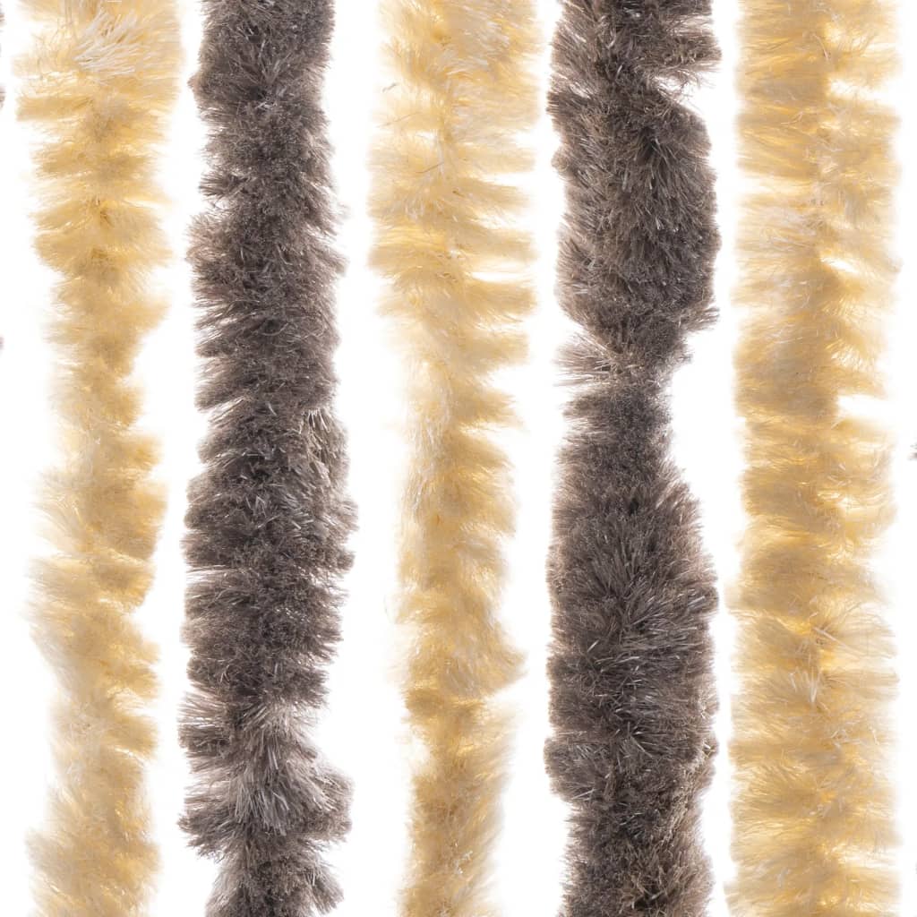 Vliegengordijn 90x200 cm chenille donkerbruin en beige