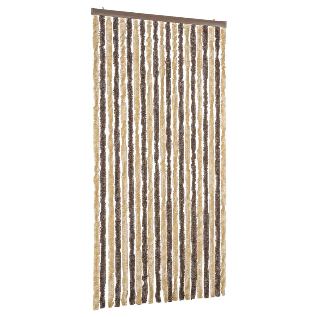 Vliegengordijn 90x220 cm chenille donkerbruin en beige