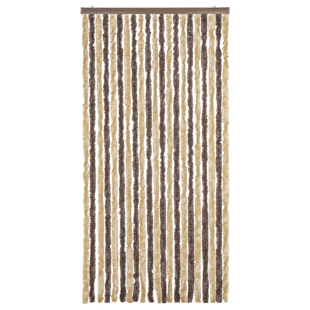 Vliegengordijn 90x220 cm chenille donkerbruin en beige