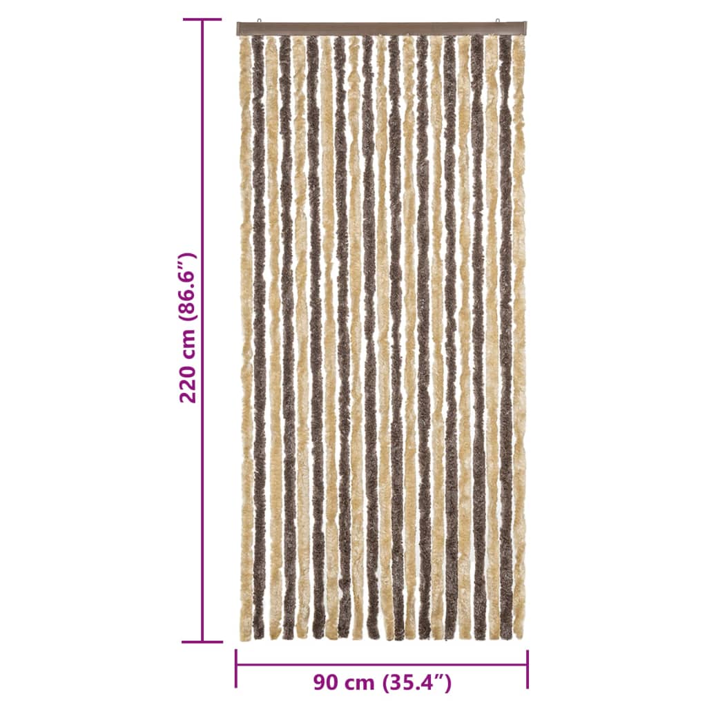 Vliegengordijn 90x220 cm chenille donkerbruin en beige