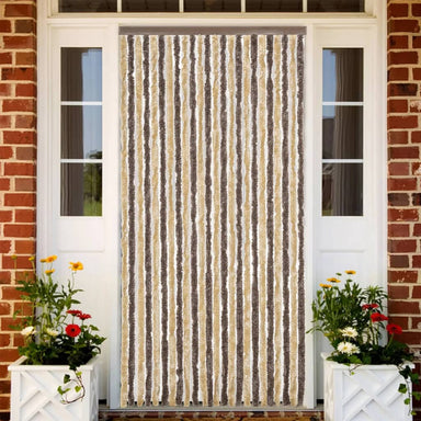 Vliegengordijn 100x200 cm chenille donkerbruin en beige