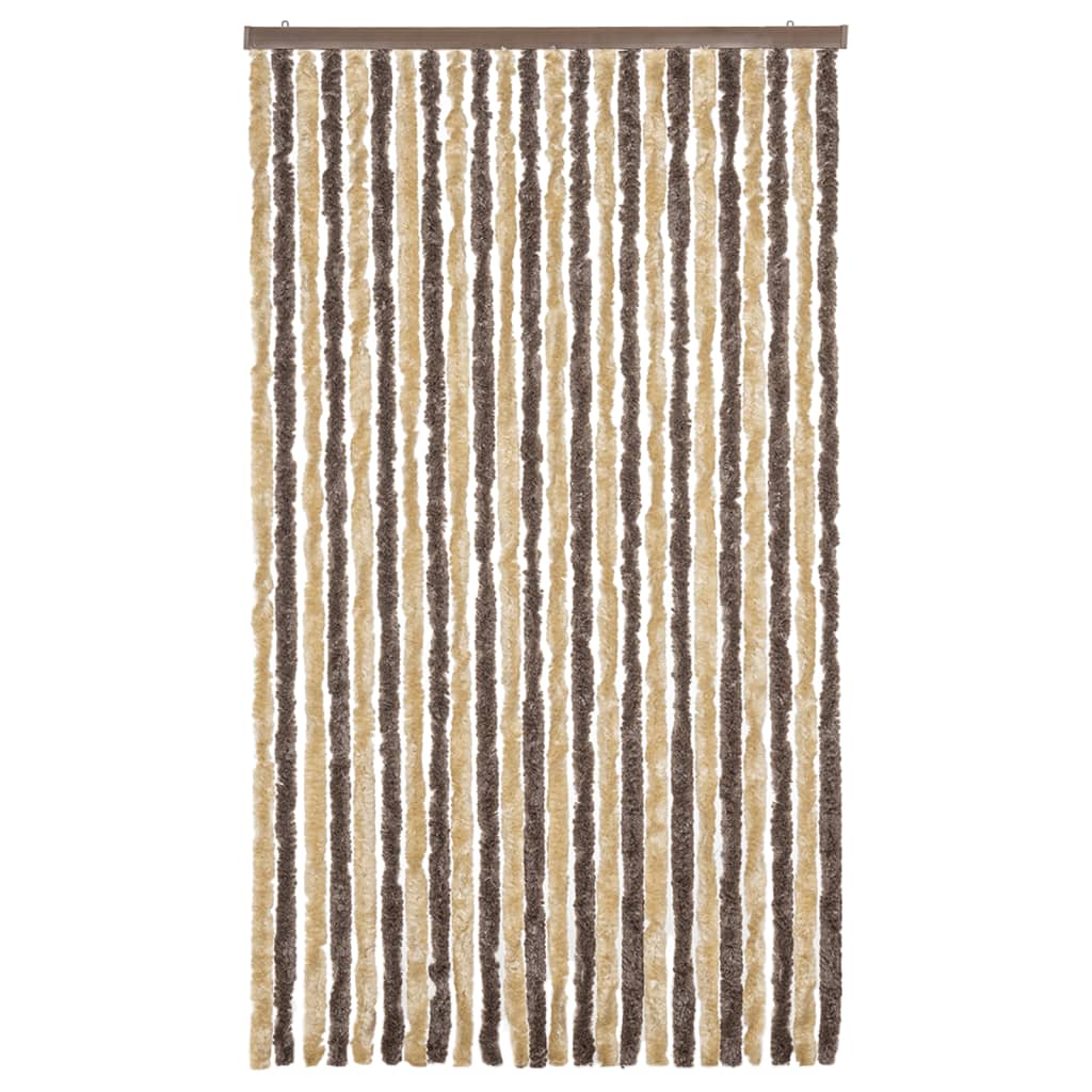 Vliegengordijn 100x230 cm chenille donkerbruin en beige