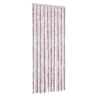 Vliegengordijn 56x200 cm chenille zilvergrijs en roze