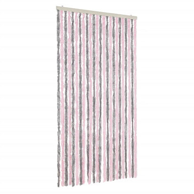 Vliegengordijn 100x200 cm chenille zilvergrijs en roze