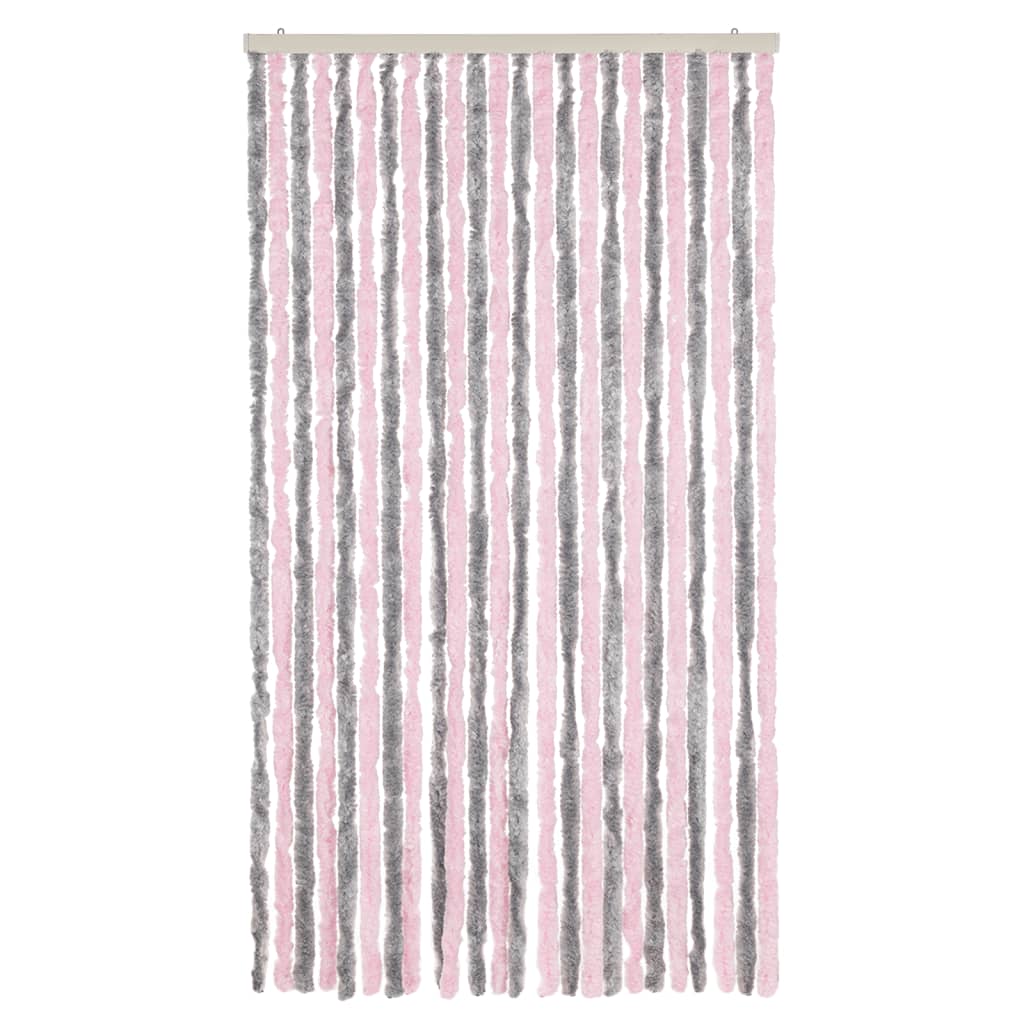 Vliegengordijn 100x200 cm chenille zilvergrijs en roze