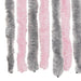 Vliegengordijn 100x220 cm chenille zilvergrijs en roze