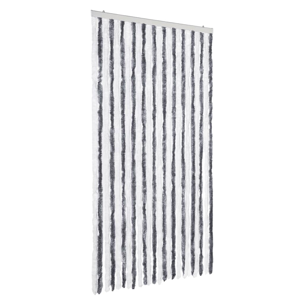 Vliegengordijn 100x200 cm chenille grijs en wit