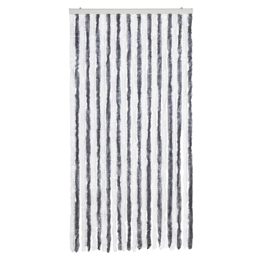 Vliegengordijn 100x200 cm chenille grijs en wit