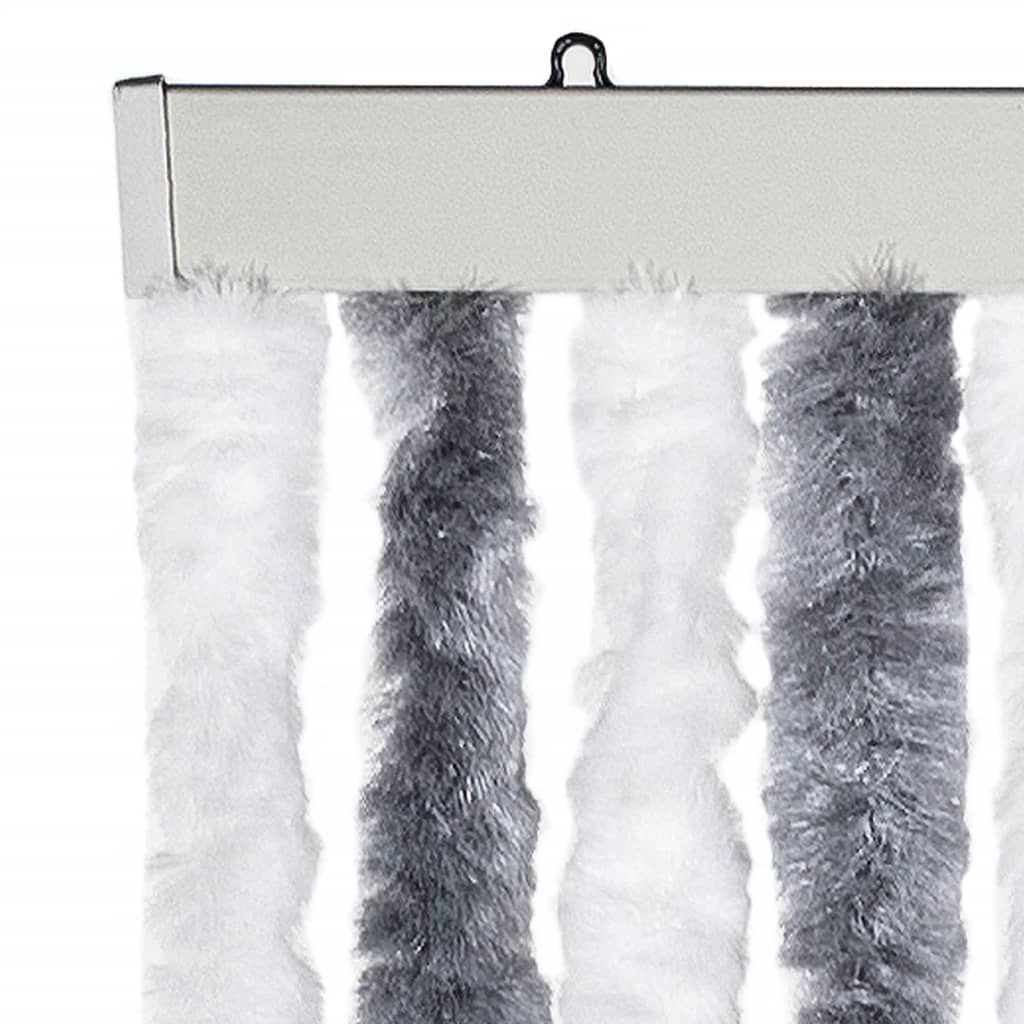 Vliegengordijn 100x200 cm chenille grijs en wit