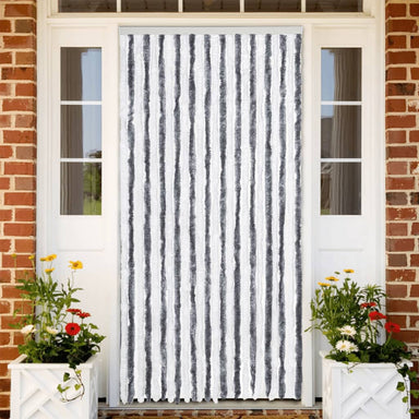 Vliegengordijn 100x200 cm chenille grijs en wit