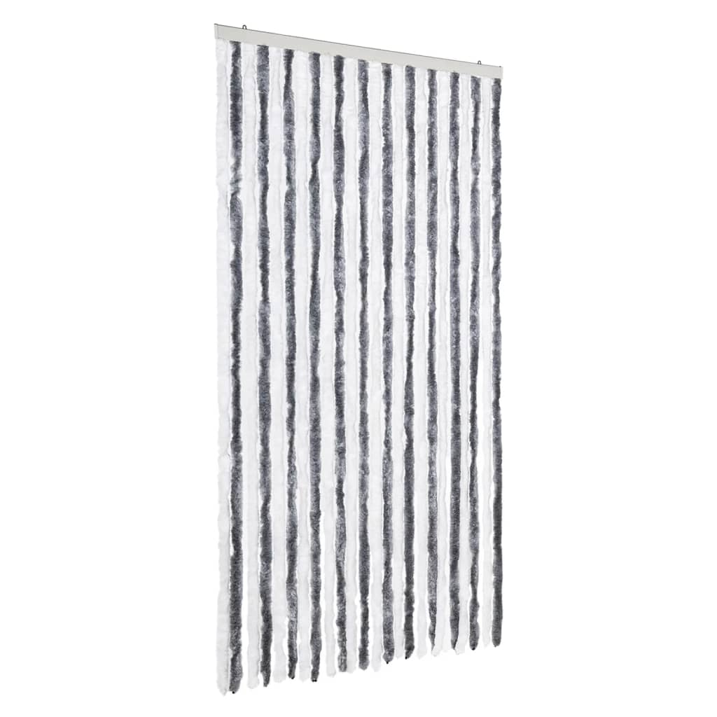 Vliegengordijn 100x230 cm chenille grijs en wit