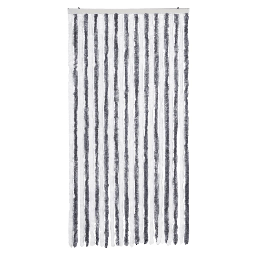 Vliegengordijn 100x230 cm chenille grijs en wit