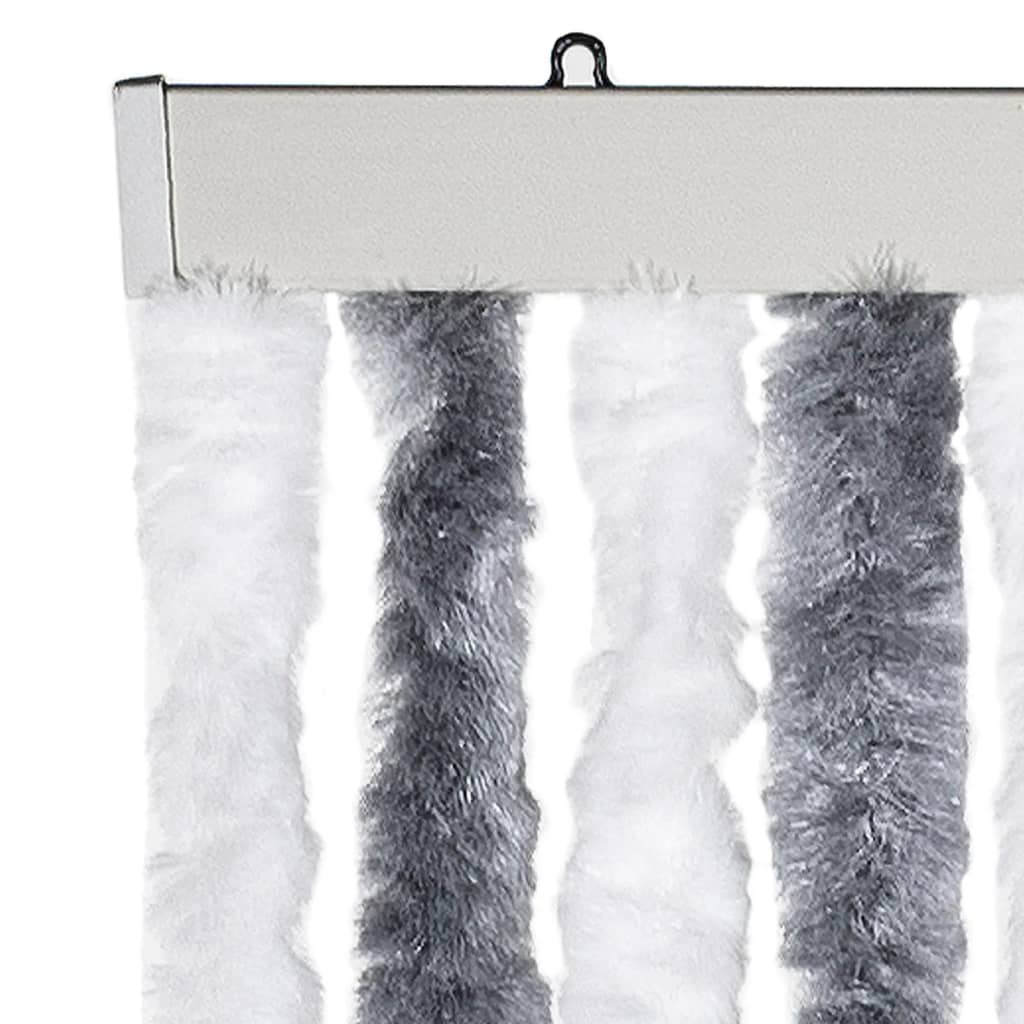 Vliegengordijn 100x230 cm chenille grijs en wit