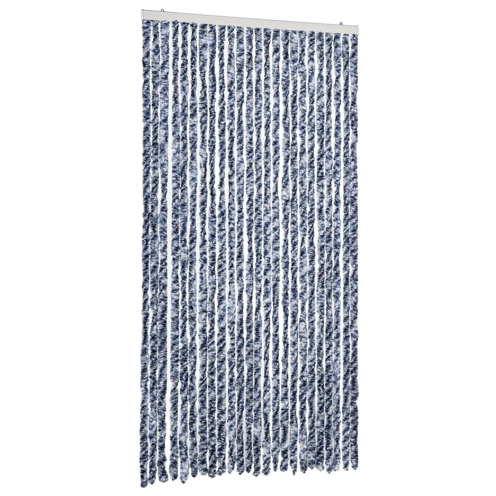 Vliegengordijn 100x200 cm chenille blauw en wit