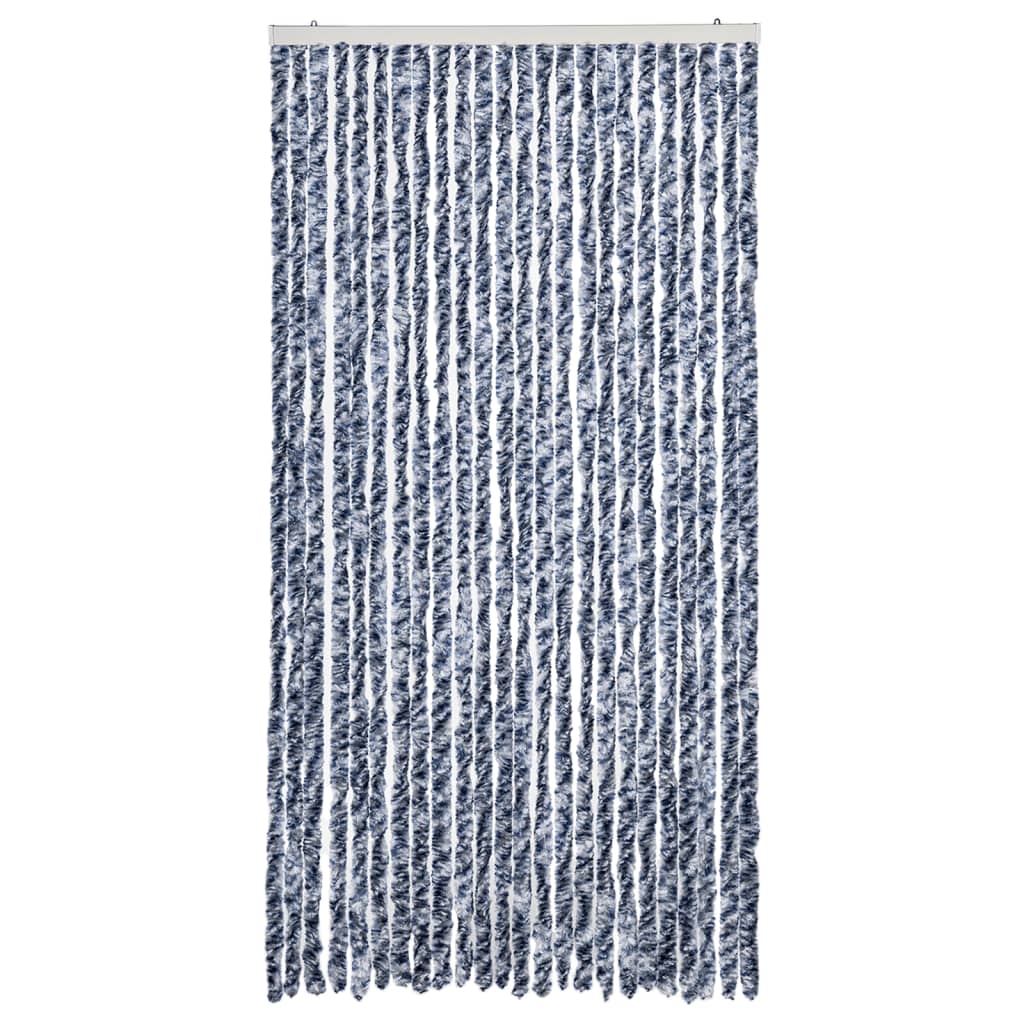 Vliegengordijn 100x200 cm chenille blauw en wit