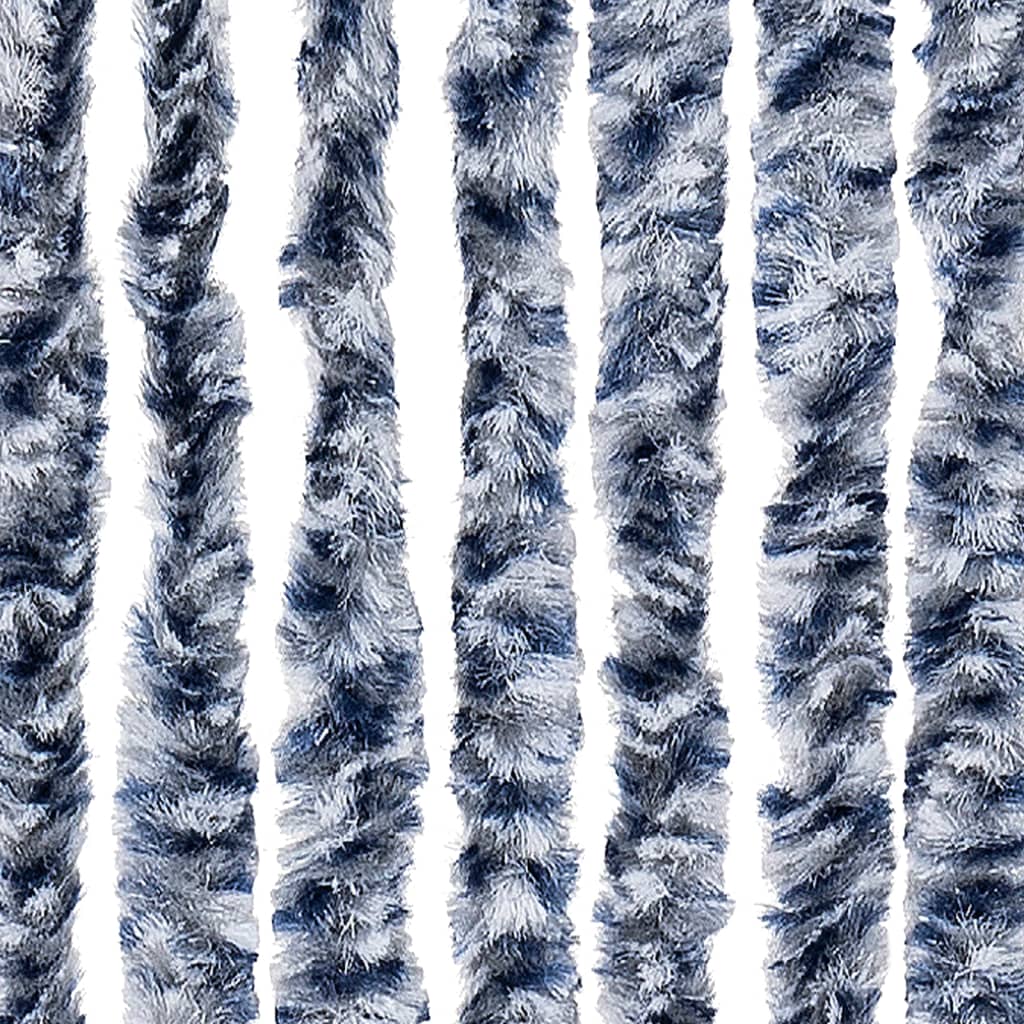 Vliegengordijn 100x200 cm chenille blauw en wit