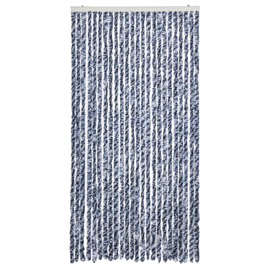 Vliegengordijn 100x230 cm chenille blauw en wit