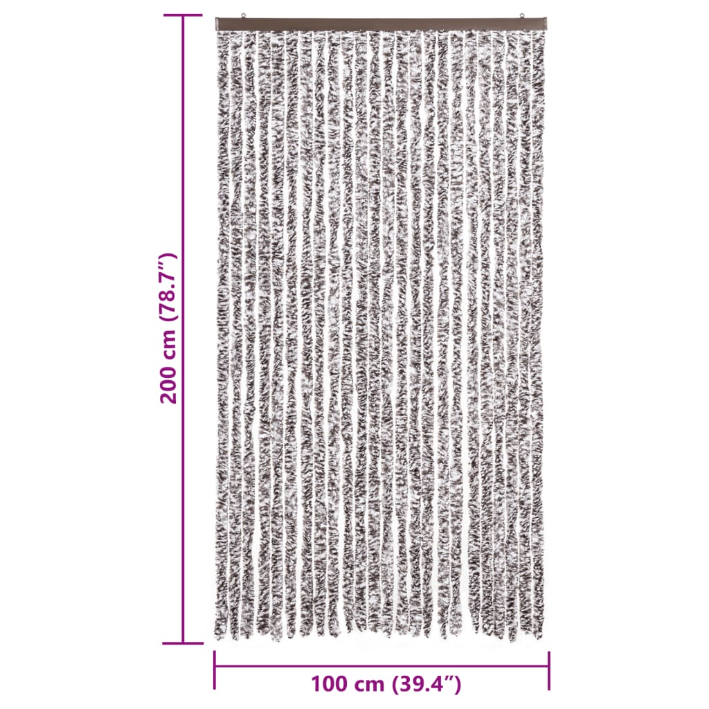 Vliegengordijn 100x200 cm chenille bruin en beige
