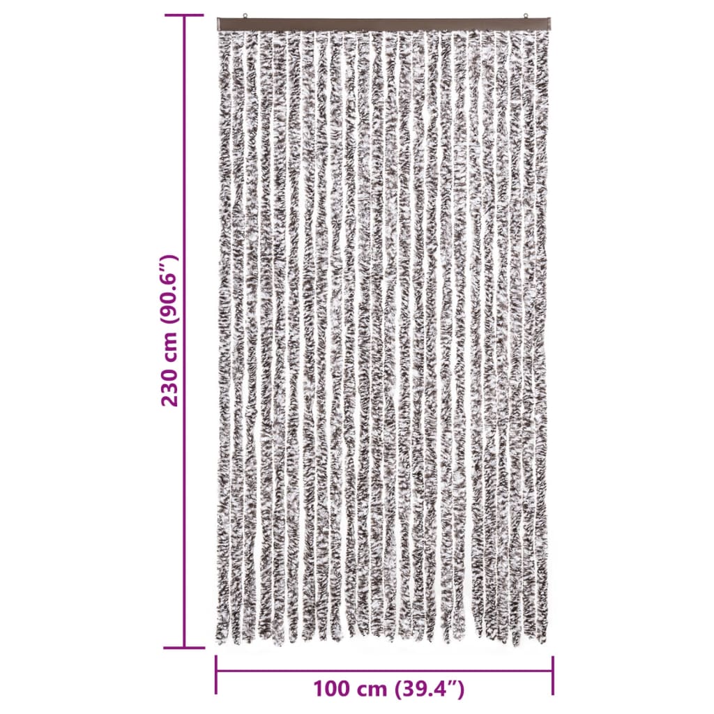 Vliegengordijn 100x230 cm chenille bruin en beige