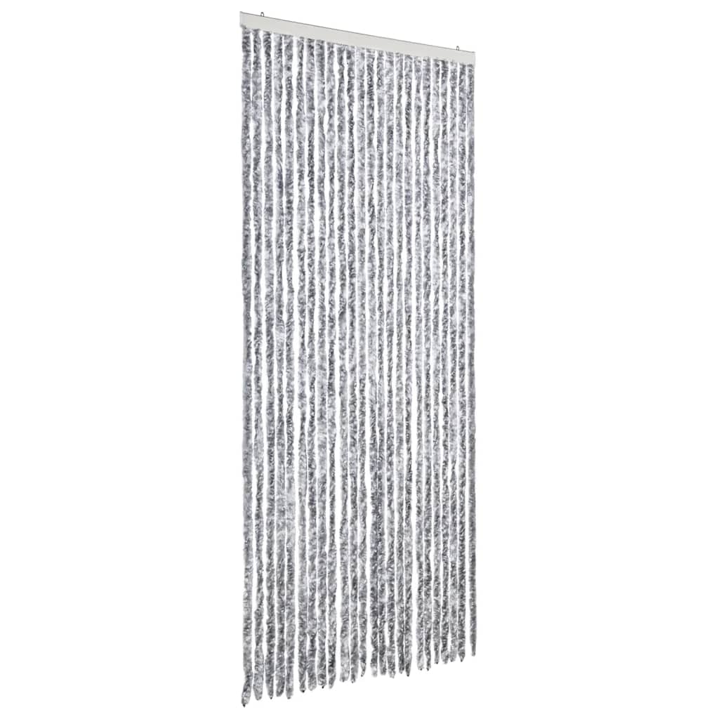 Vliegengordijn 100x200 cm chenille wit en grijs